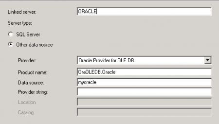 Linked server Oracle to MS SQL