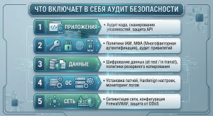 Этапы и направления, которые включает проверка безопасности физических и облачных серверов.