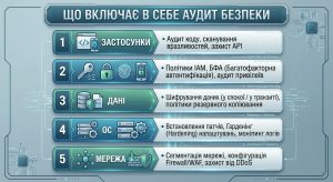 Етапи та напрямки, які включає перевірка безпеки фізичних та хмарних серверів.