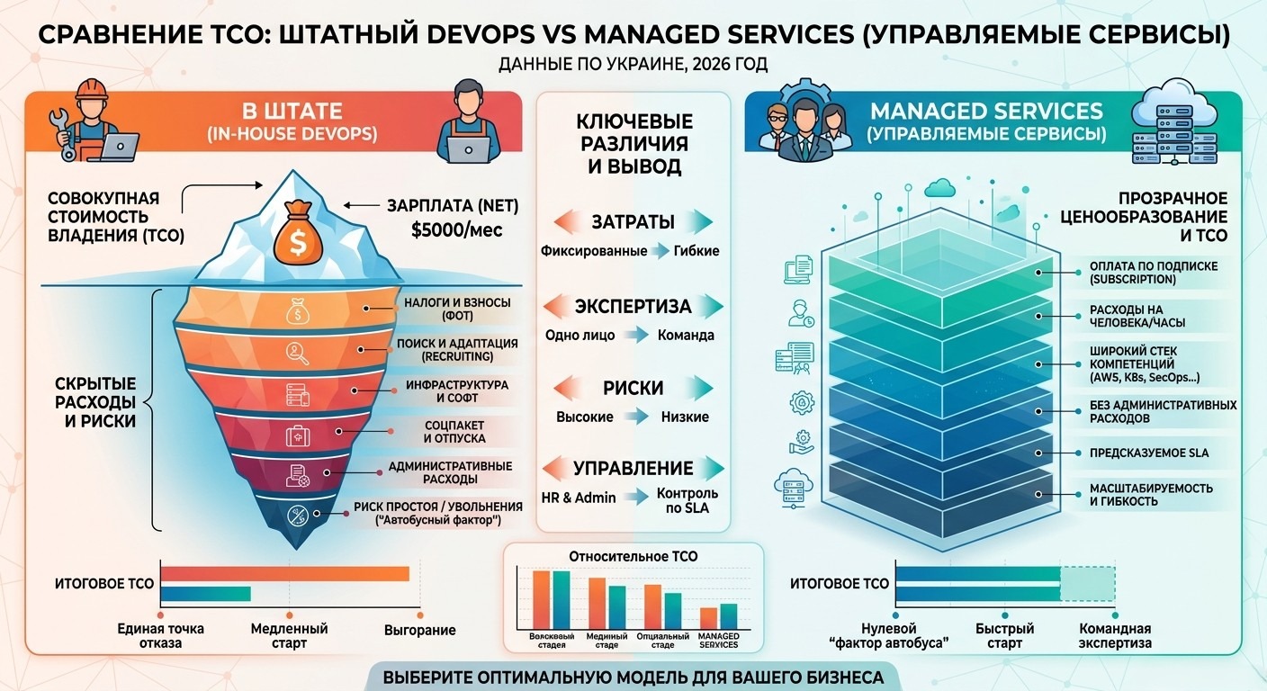 реальная стоимость devops инженера в штате TCO сравнение с аутсорсингом